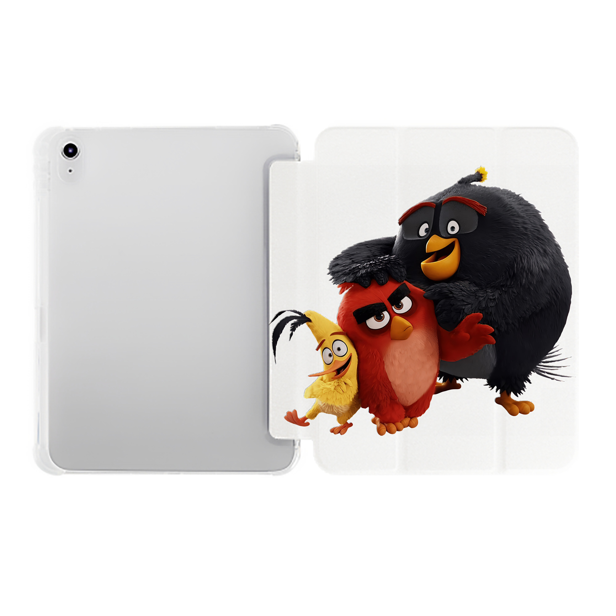 （画像用） Angry Birds アングリーバード IPad ケース ペン収納付き 三つ折りスタンド PUレザー×シリコン 対応機種9.5/10.5/10.9インチ